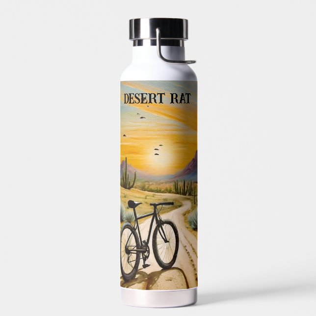 Desert Rat Cycling Mountain Bike Sunset Custom Water Bottle (Left)