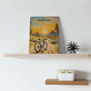 Desert Rat Cycling Mountain Bike Sunset Custom Wood Wall Art