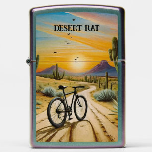 Desert Rat Cycling Mountain Bike Sunset Custom Zippo Lighter