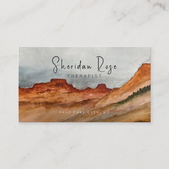 Desert Red Rocks Mountain Business Card (Front)