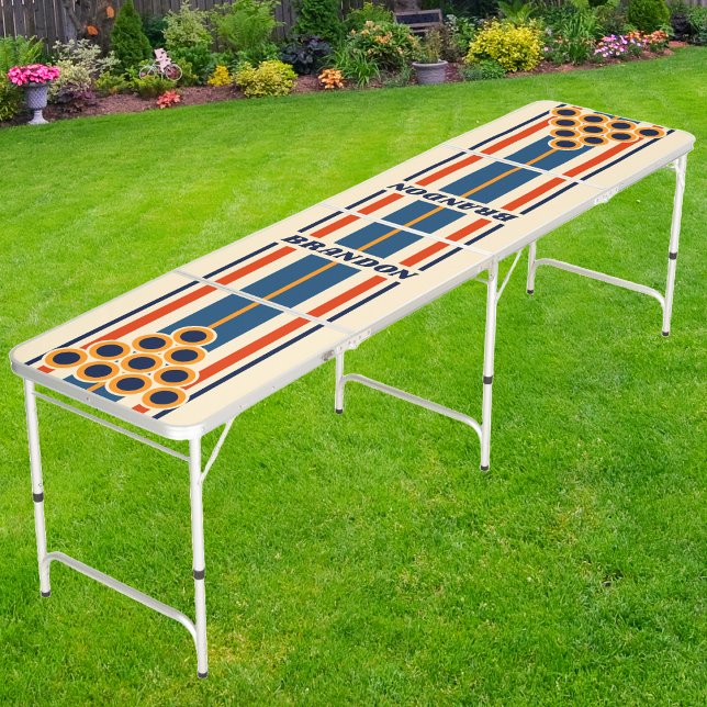 Desert Retro Rainbow Board Stripes with Name Beer Pong Table (Creator Uploaded)