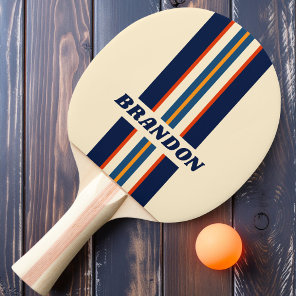 Desert Retro Rainbow Rally Stripe with Name Ping Pong Paddle