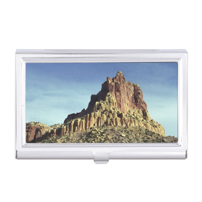Desert Rock Mountain Peak Landscape Photo Business Card Case (Front)