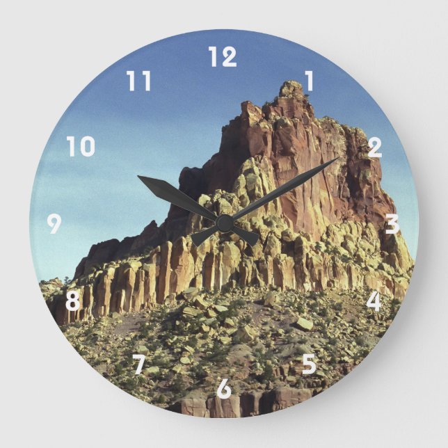 Desert Rock Mountain Peak Landscape Photo Large Clock (Front)