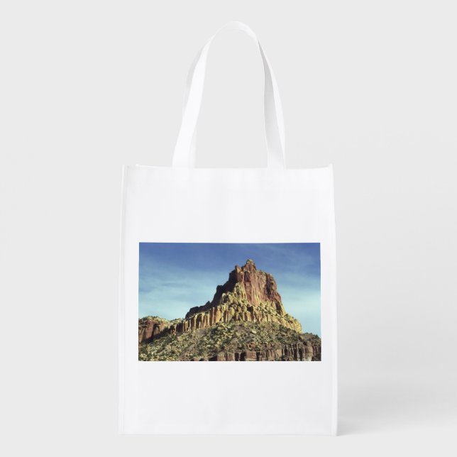 Desert Rock Mountain Peak Landscape Photo Reusable Grocery Bag (Back)