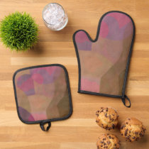 Desert Rose Arches – Warm Abstract Geometry Oven Mitt &amp; Pot Holder Set