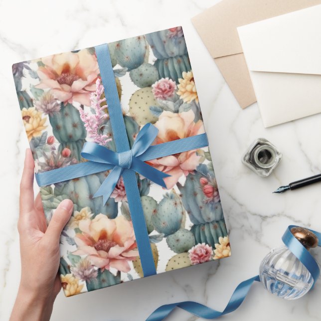 Desert rose cactus flower fall colors wrapping paper (Gifting)
