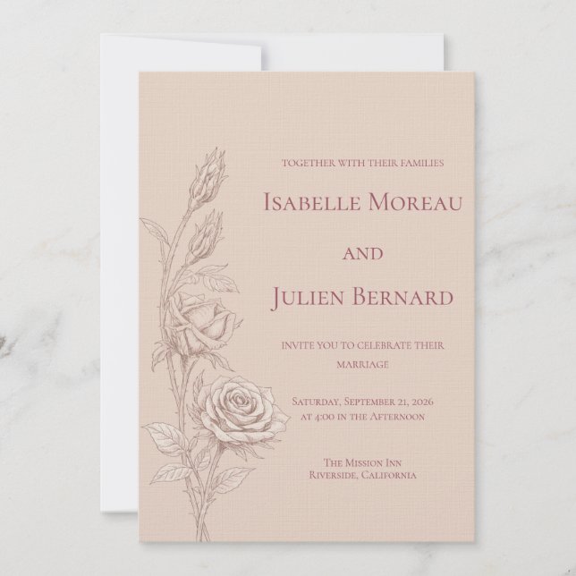 Desert Rose – Dune & Bloom Wedding Invitation (Front)