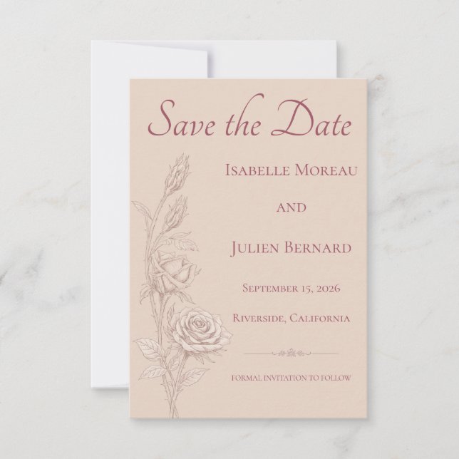 Desert Rose – Dune & Bloom Wedding Save The Date (Front)