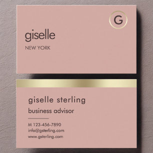 Desert Rose Luxury Faux Gold Foil Monogram Business Card