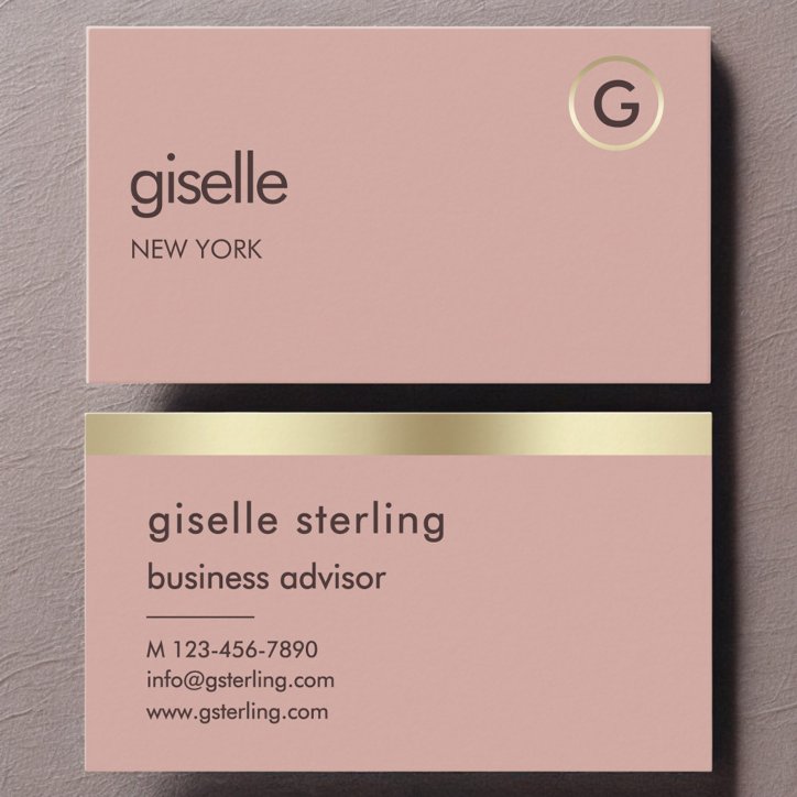 Desert Rose Luxury Faux Gold Foil Monogram Business Card