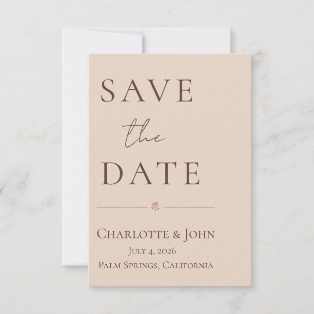 Desert Rose – Minimalist Wedding  Save the Date  (Front)