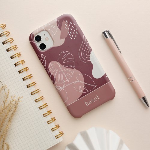 Desert Rose Pink Boho Tropical Monstera Leaf iPhone 13 Case