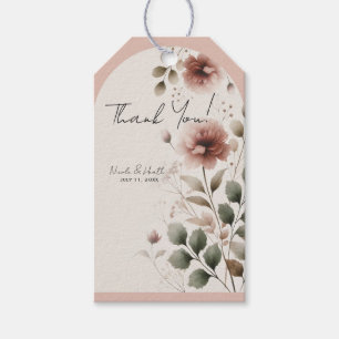Desert Rose Pink Floral Greenery Bridal Wedding Gift Tags