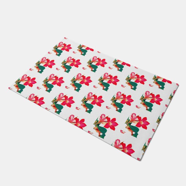Desert Rose Red Adenium Flower Summer Oasis Beach  Doormat (Angled)