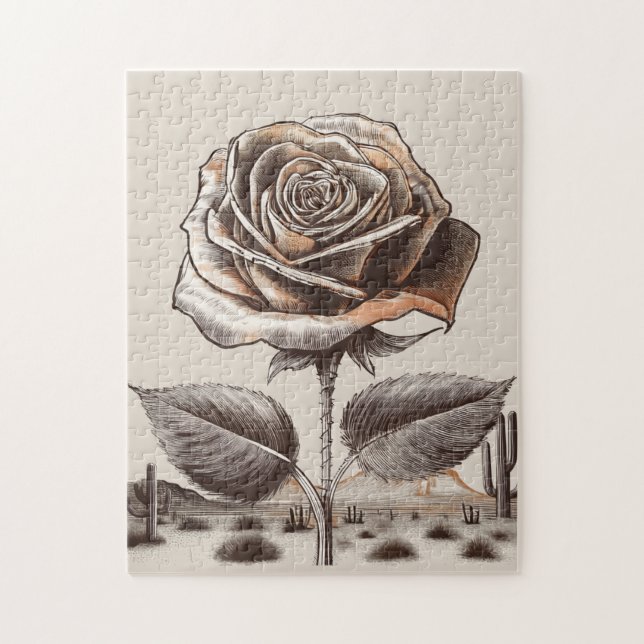 Desert Rose, Vintage Botanical Flower Jigsaw Puzzle (Vertical)