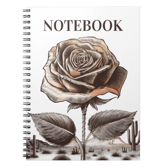 Desert Rose, Vintage Botanical Flower Notebook (Front)