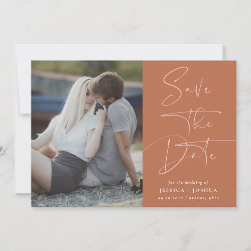 Desert Rust Modern Lettering Photo Save the Date Invitation