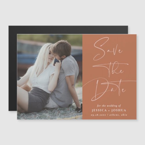 Desert Rust Modern Photo Save the Date Magnet