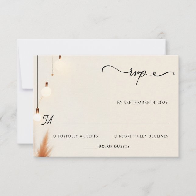 Desert Rustic Boho Autumn Ombre Brown Wedding RSVP Card (Front)