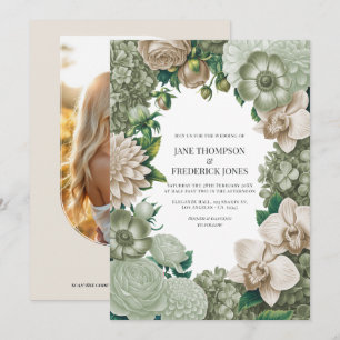 Desert Sage, Aloe Mist & Sandstone Beige Wedding Invitation