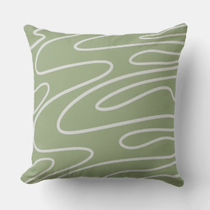 Desert Sage Green Abstract Line Throw Pillow