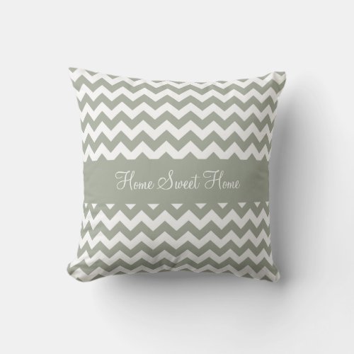 Desert Sage Greenish Gray Chevron Throw Pillow