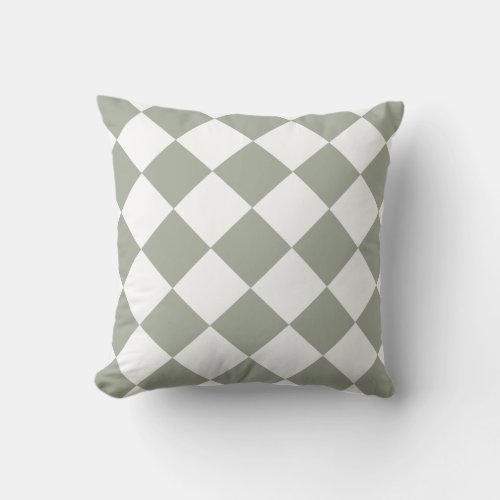 Desert Sage Greenish Gray Diamond Pattern Throw Pillow