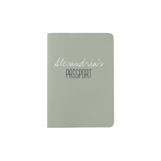 Desert Sage Grey Green Solid Color Custom Passport Holder