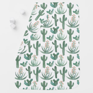 Desert Saguaro Cacti Succulents Watercolor Baby Blanket