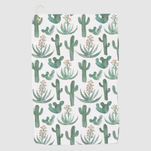 Desert Saguaro Cacti Succulents Watercolor Golf Towel