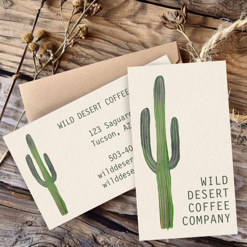 Desert Saguaro Cacti Watercolor Unique Rustic Chic Business Card