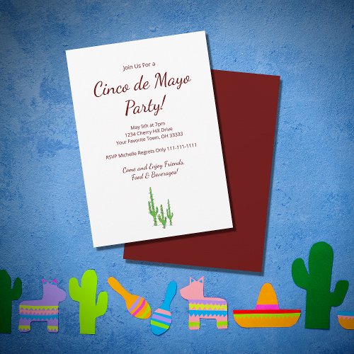Desert Saguaro Cactus Cinco de Mayo Party     Invitation