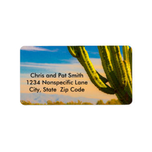 Desert Saguaro Cactus Old West Cartoon Template Label