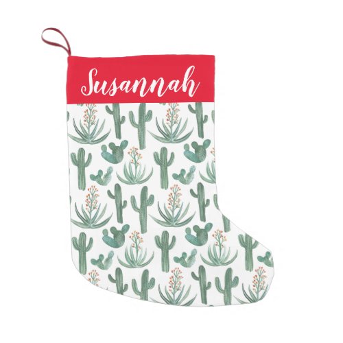 Desert Saguaro Cactus Succulents Pattern CUSTOM Small Christmas Stocking