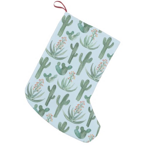 Desert Saguaro Cactus Succulents Pattern Painting Small Christmas Stocking