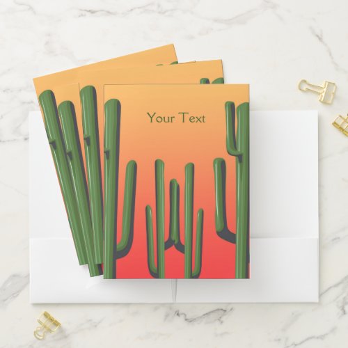 Desert Saguaro Cactus Sunset Custom Pocket Folder