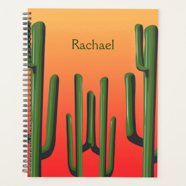 Desert Saguaro Cactus Sunset Personalized Planner (Front)