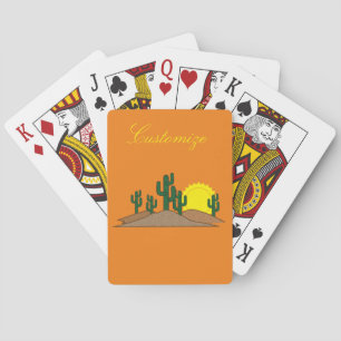 Desert Saguaro Cactus Sunset Thunder_Cove Poker Cards