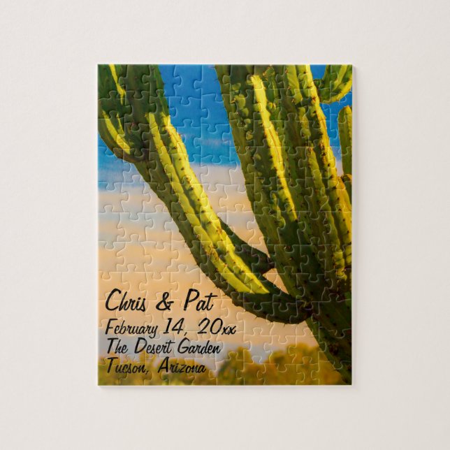 Desert Saguaro Cactus Wedding Event Favor Jigsaw Puzzle (Vertical)