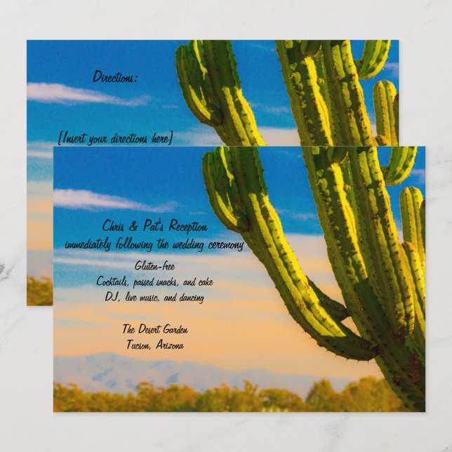 Desert Saguaro Cactus Wedding Reception Template (Front/Back)
