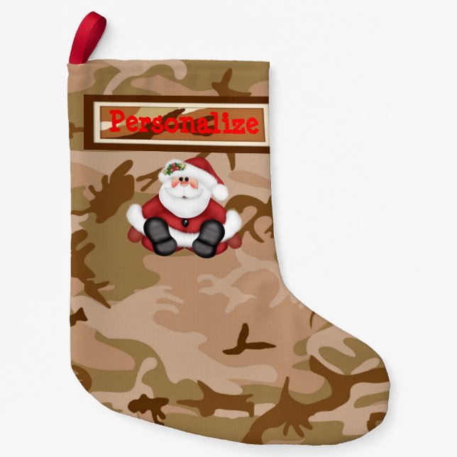 Desert Sand Camo Christmas Stocking w/Santa Claus (Front)