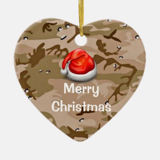 Desert Sand Camo T-Shirt Merry Christmas Ornament (Front)