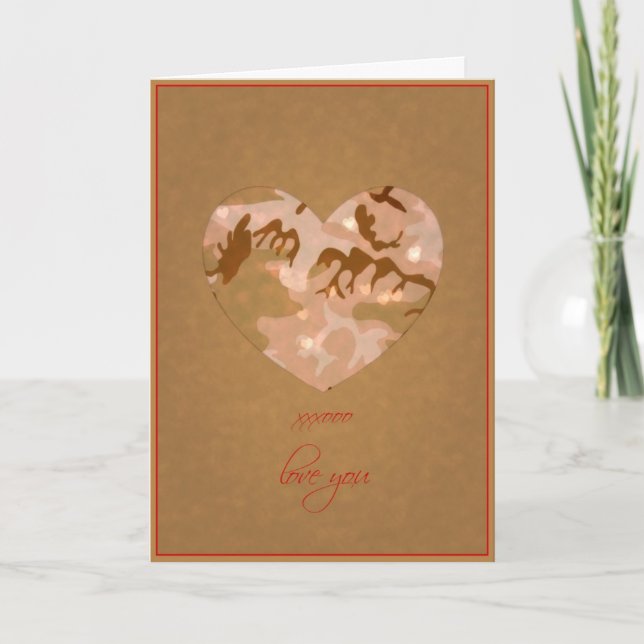 Desert Sand Camo Valentine Hearts Valentine's Day Holiday Card (Front)