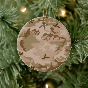 Desert Sand Camouflage Porcelain Circle Ornament by ForEverProud at Zazzle