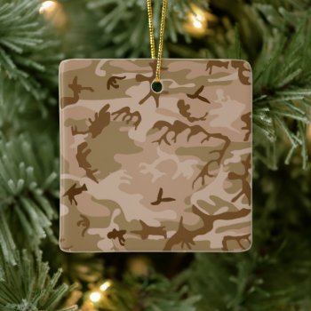 Desert Sand Camouflage Porcelain Square  Ornament by ForEverProud at Zazzle