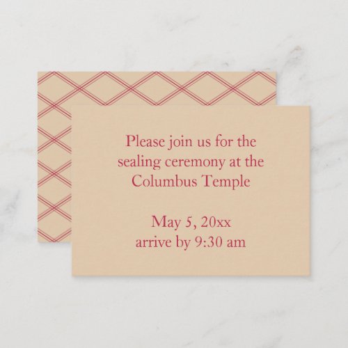 Desert Sand Diamonds Temple Sealing Invitation