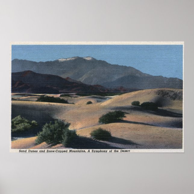 Desert Sand Dunes and Snow-Capped Mountains Poster (Front)