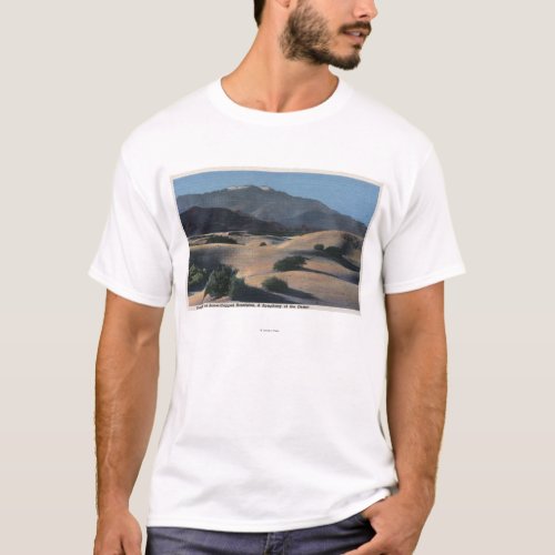 Desert Sand Dunes and Snow_Capped Mountains T_Shirt