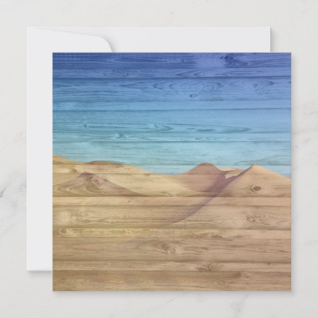 Desert Sand Dunes Beautiful Blue Sky On Wood Grain Card (Front)